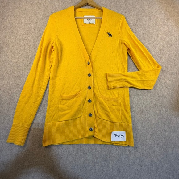 Abercrombie & Fitch Sweaters - Abercrombie & Fitch Womens Mustard Yellow V-Neck Button Front Cardigan Size M